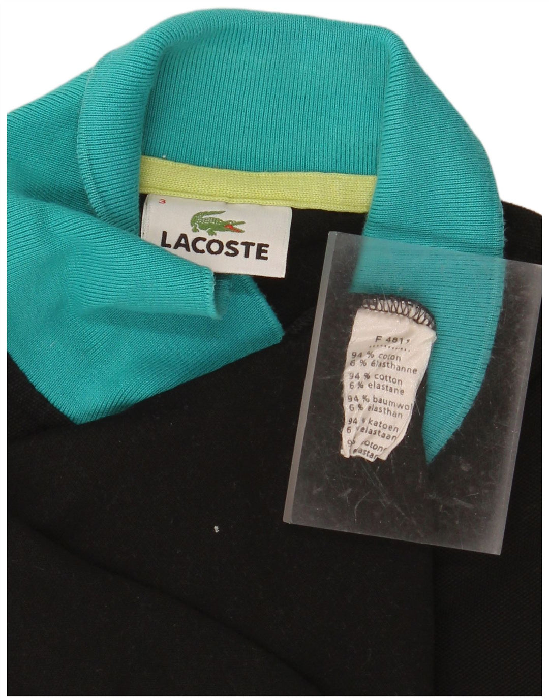 Polo da uomo LACOSTE taglia 3 piccola in cotone color block nero