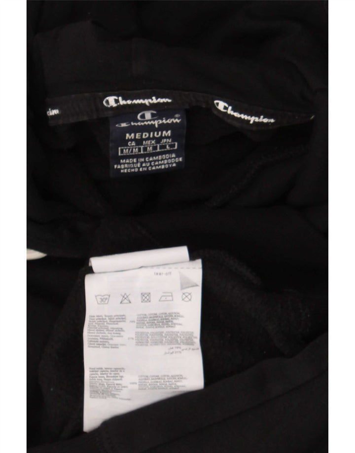 Maglione con cappuccio grafico da uomo Champion in cotone nero medio