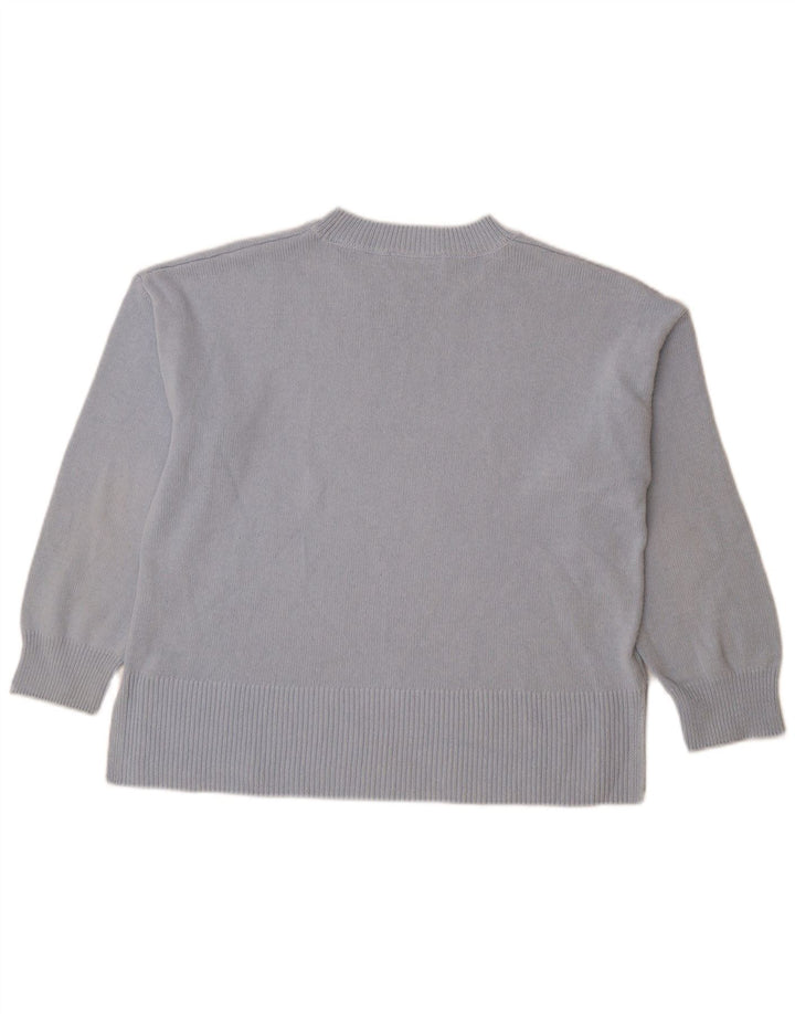 Maglione maglione girocollo oversize da donna Zara UK 14 Cotone blu medio
