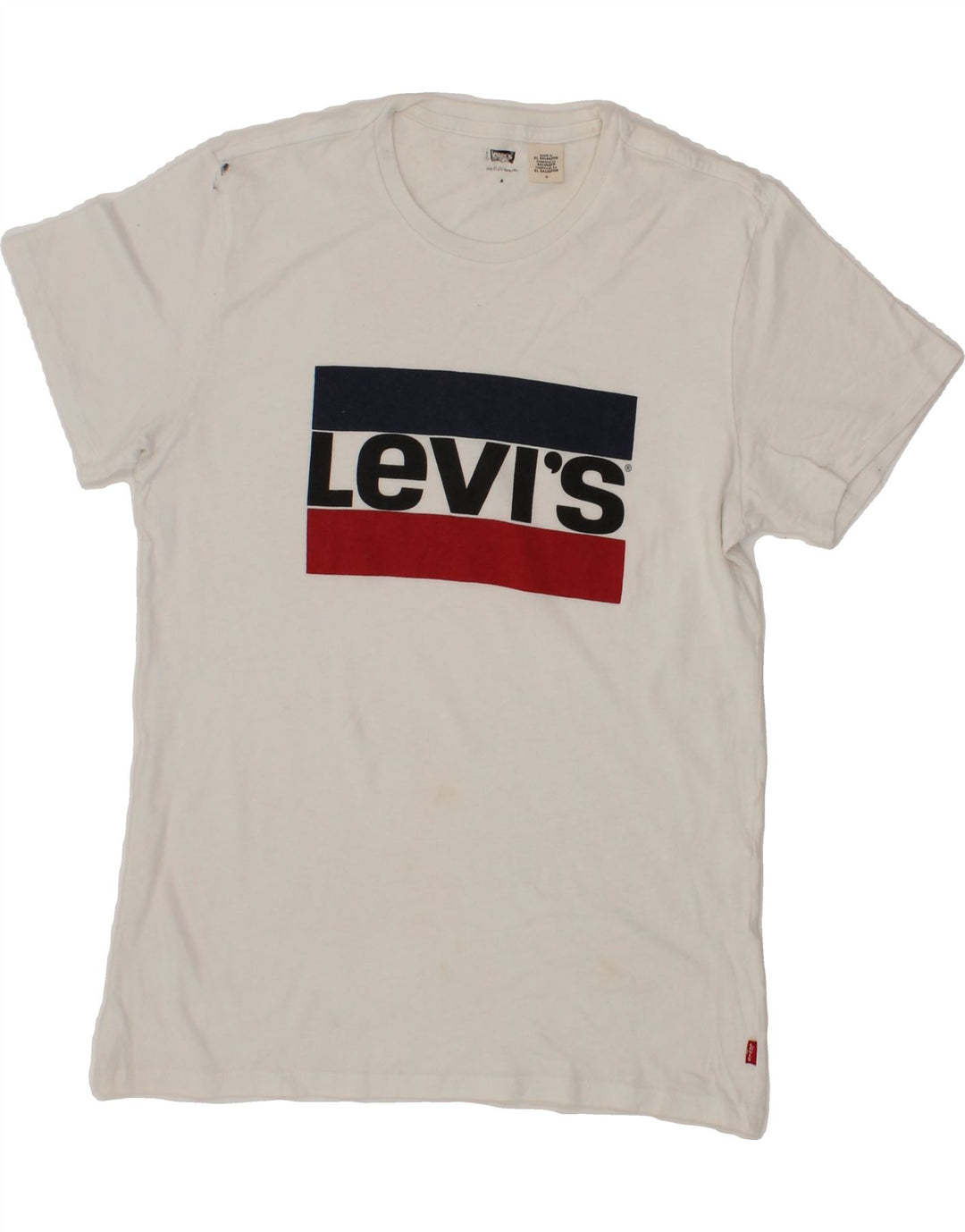 LEVI'S Womens Graphic T-Shirt Top UK 14 Medium White Vintage Levi's and Second-Hand Levi's from Messina Hembry 
