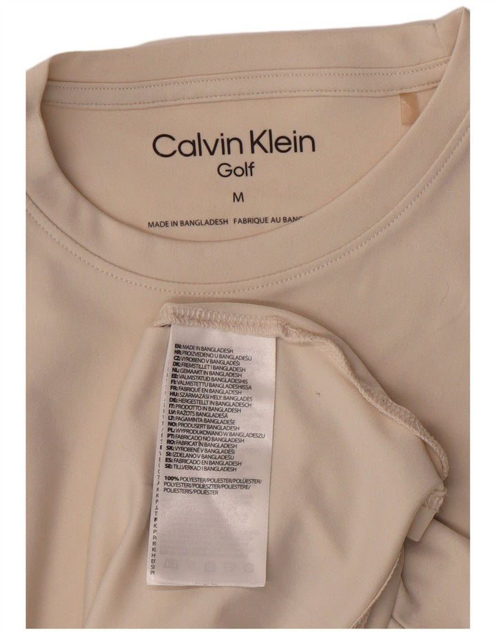 CALVIN KLEIN Mens T-Shirt Top Medium Beige Polyester