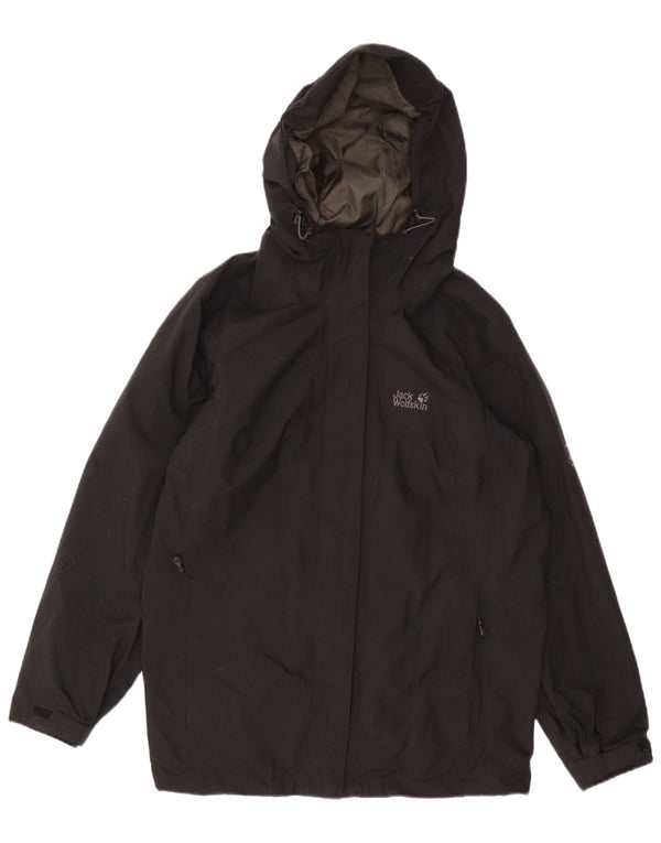 Giacca antipioggia con cappuccio da donna JACK WOLFSKIN UK 18/20 XL nera poliammide