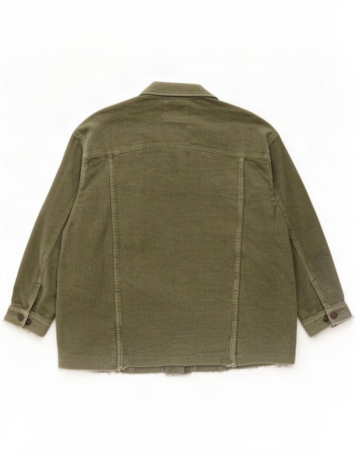 Giacca da donna oversize in velluto a coste Zara UK 10 piccola in cotone kaki