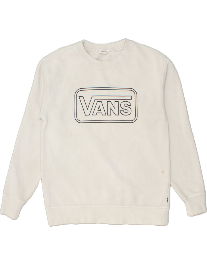 VANS Mens Graphic Sweatshirt Jumper XS White | Vintage Vans | Thrift | Second-Hand Vans | Used Clothing | Messina Hembry 