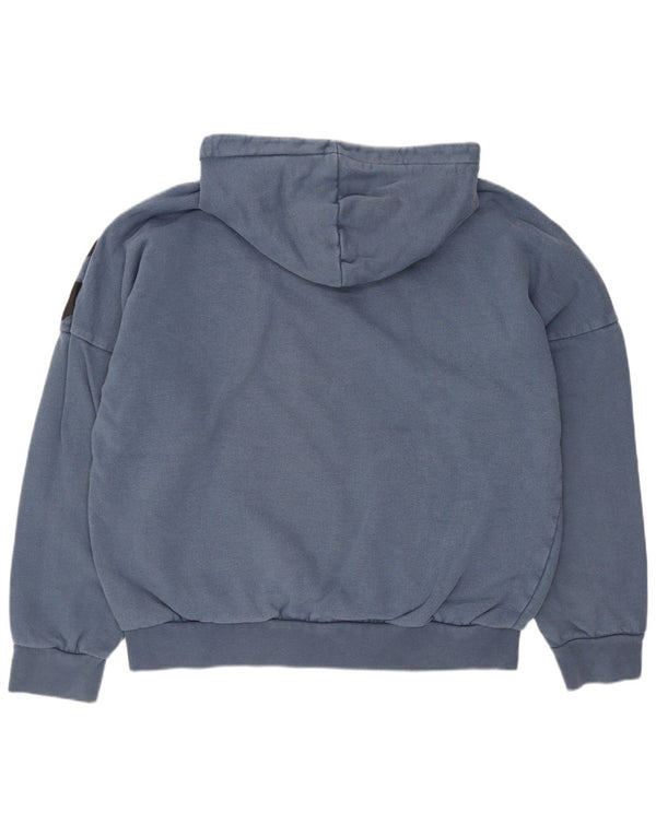 Felpa con cappuccio grafica da uomo Adidas XS in cotone geometrico blu