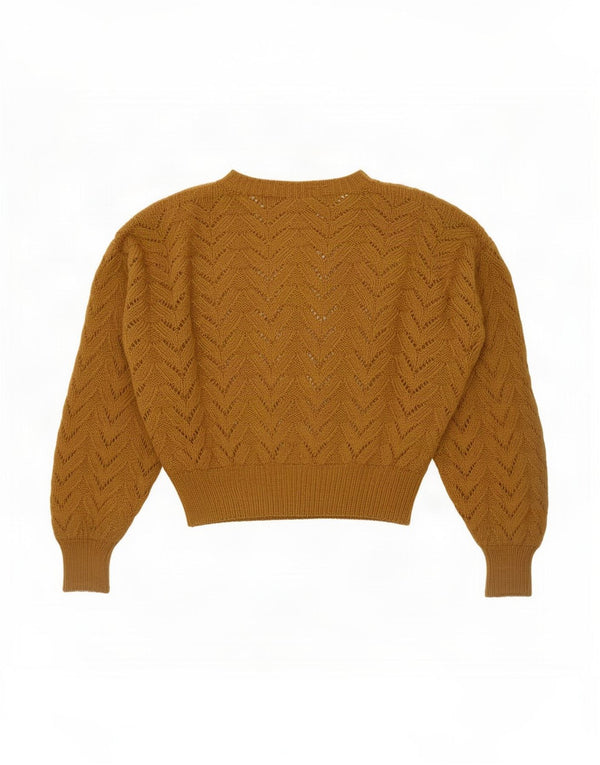 Maglione maglione vintage da donna con scollo a barca UK 16 grande marrone