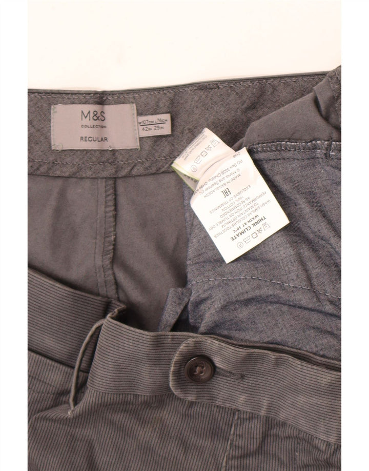 Pantaloni da abito vestibilità regolare da uomo Marks & Spencer W42 L29 gessato grigio