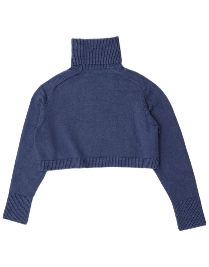 Maglione corto da donna Zara oversize con collo alto, taglia UK 10, piccolo blu