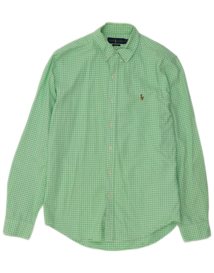 Camicia slim fit da uomo Ralph Lauren in cotone a quadretti verde medio