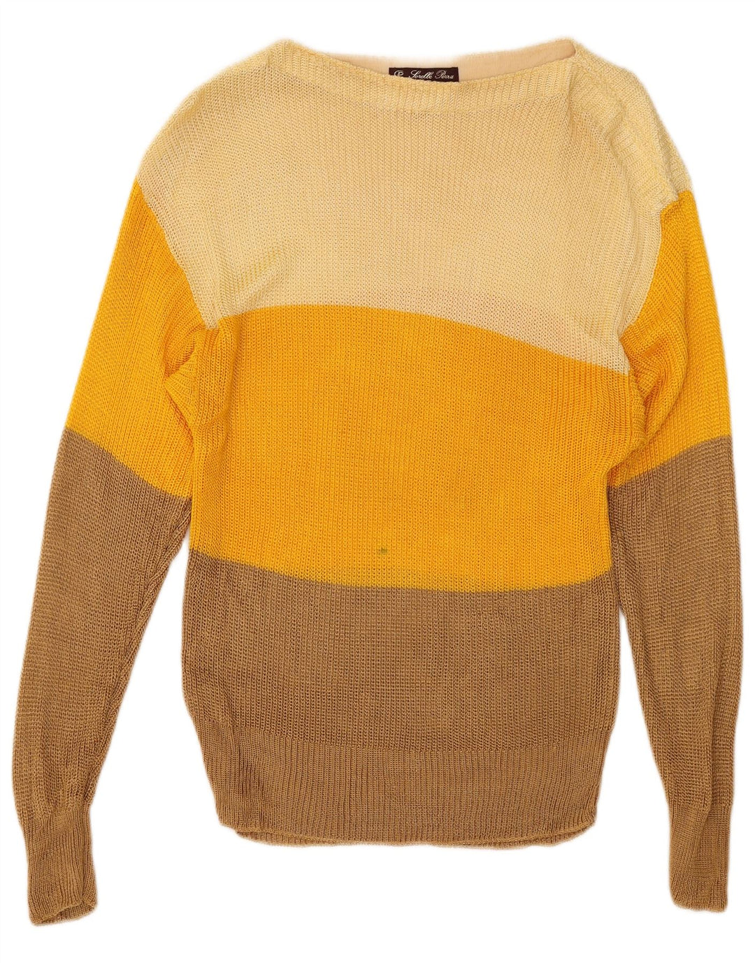 Maglione maglione vintage da donna con scollo a barca UK 8 piccolo multicolore