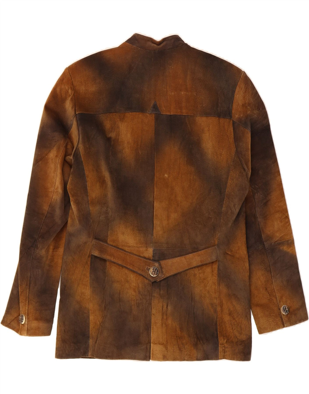 Giacca blazer da uomo a 3 bottoni VINTAGE IT 48 in pelle tie dye marrone medio