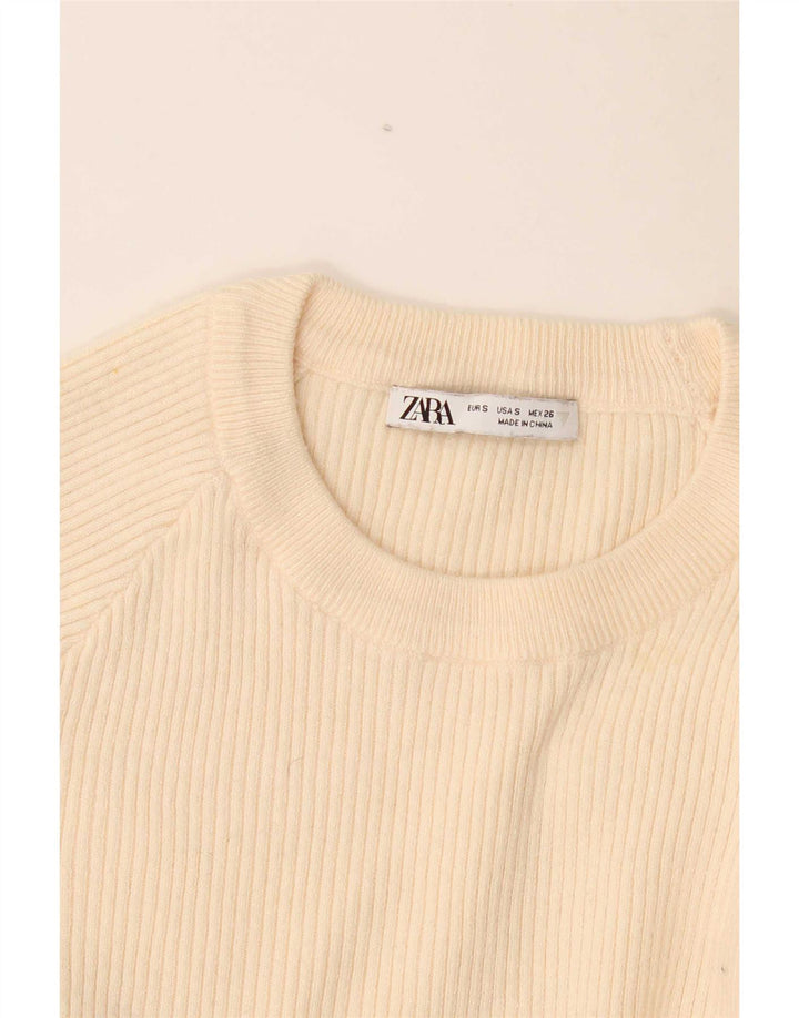 Top corto da donna Zara a maniche lunghe UK 8 Small Beige