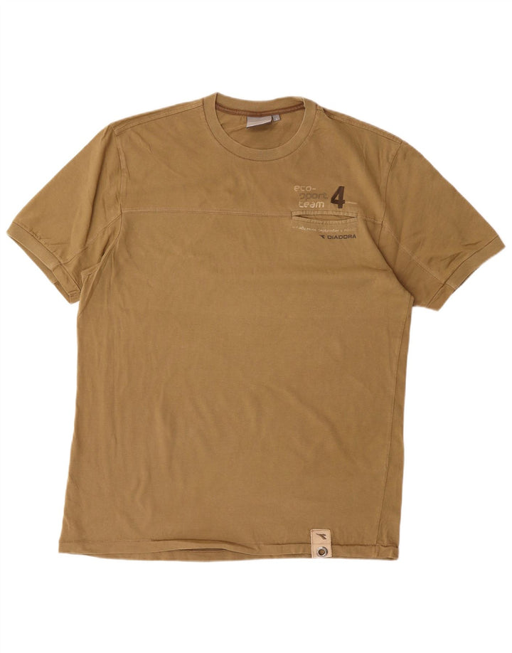 DIADORA Mens Graphic T-Shirt Top Large Brown