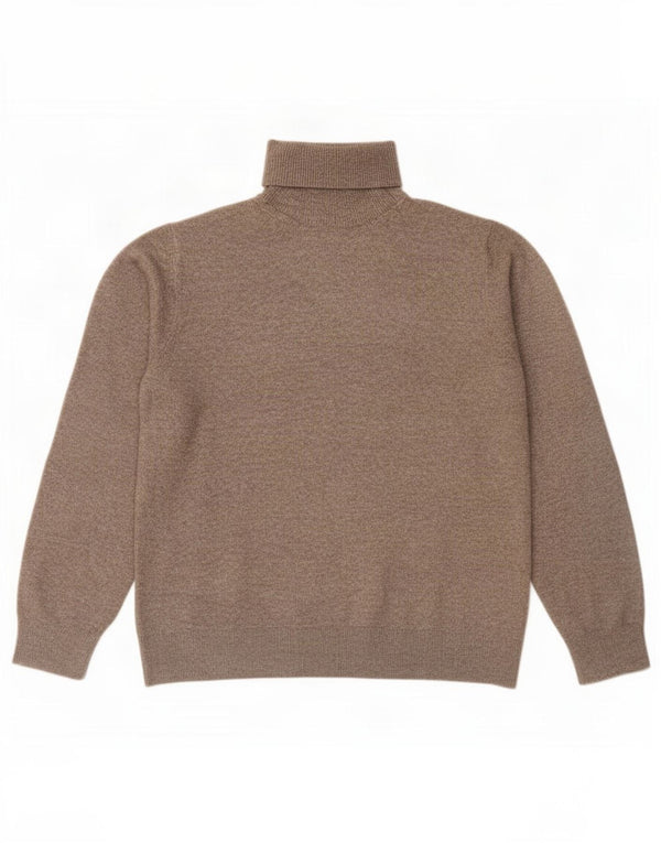 Maglione maglione da uomo Marks & Spencer a collo alto in poliestere marrone medio