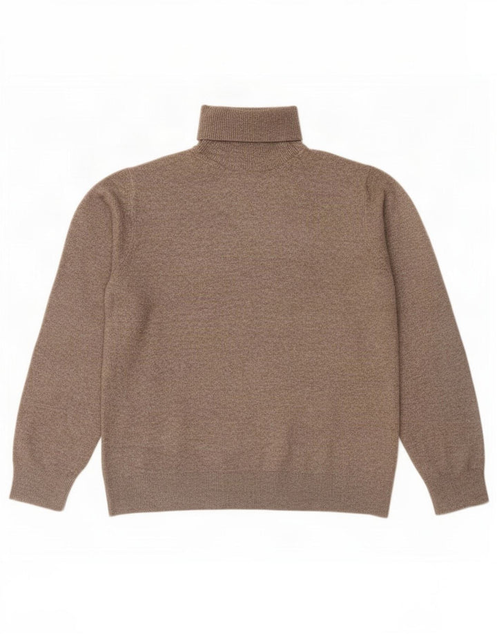 Maglione maglione da uomo Marks & Spencer a collo alto in poliestere marrone medio