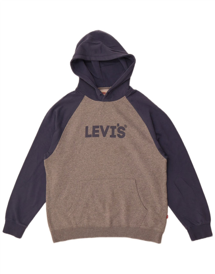 Levi's Felpa con cappuccio grafica da uomo con vestibilità comoda, colore grigio medio