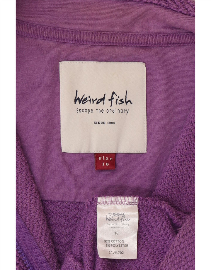 Maglione cardigan da donna Weird Fish UK 16 grande cotone viola