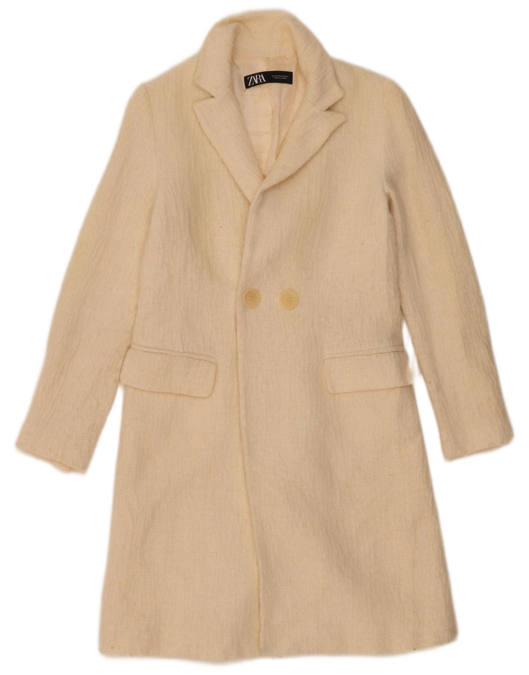 Cappotto Zara Donna UK 6 XS Lana Bianco Sporco