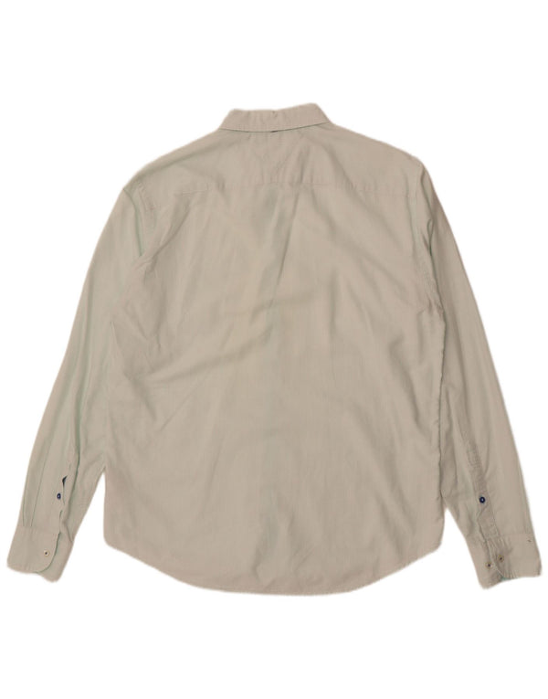 Tommy Hilfiger Uomo New York Fit Camicia Grande Cotone Gessato Verde