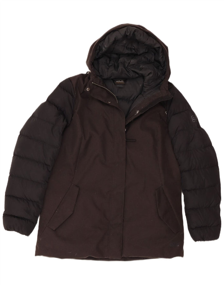 Giacca imbottita con cappuccio da donna Jack Wolfskin UK 12 Medium Black Colourblock