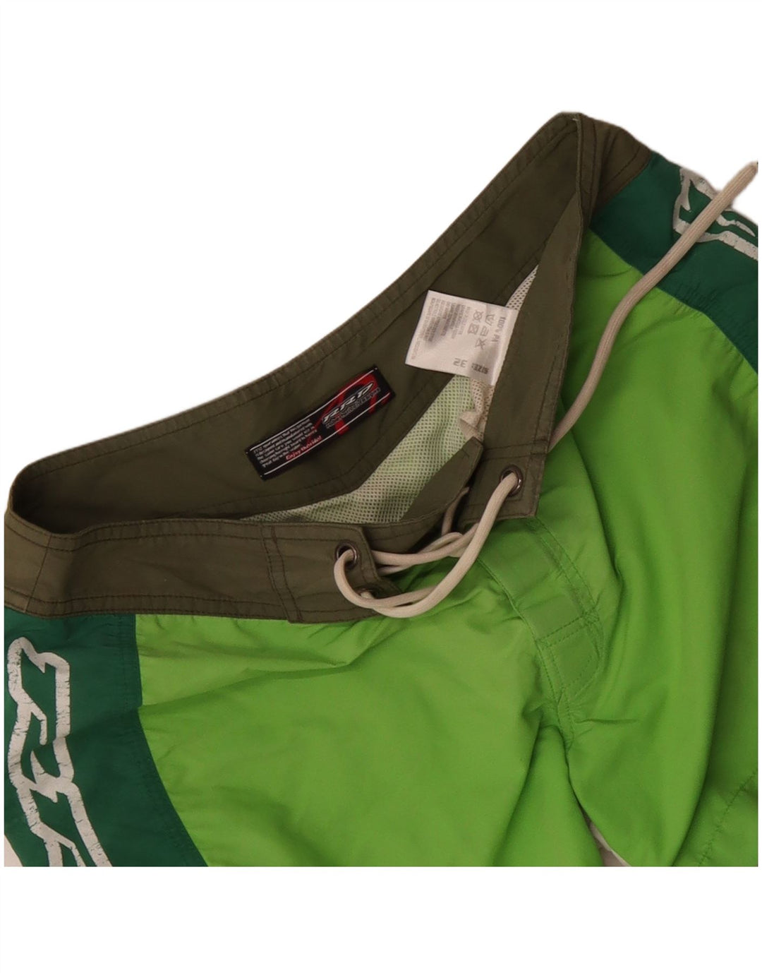 Pantaloncini da bagno grafici da uomo RRD in poliestere color block verde medio
