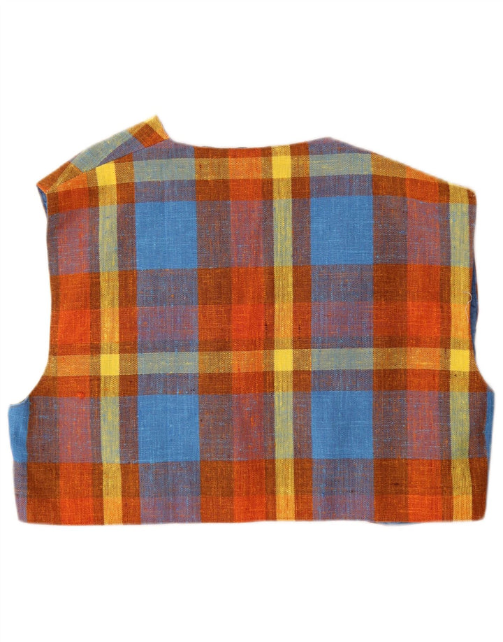 Gilet corto oversize da donna vintage UK 14 scozzese medio multicolore