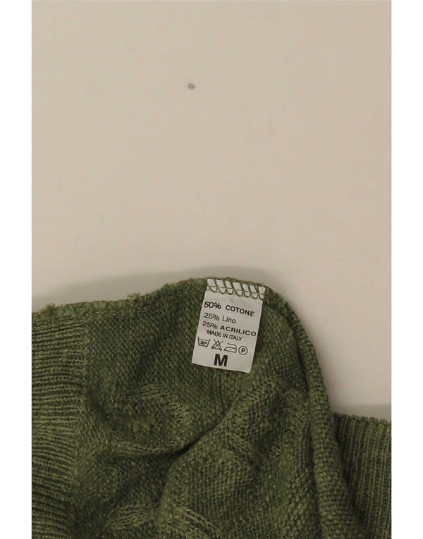 Maglione cardigan oversize da donna vintage UK 14 Cotone screziato verde medio