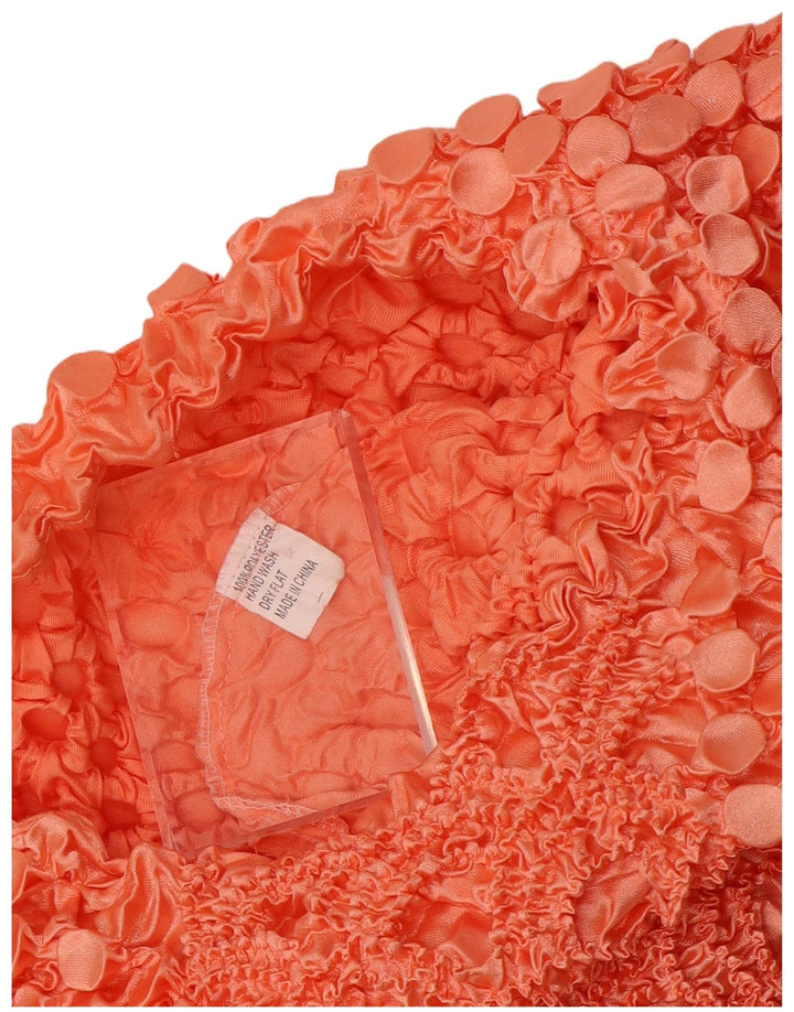 Camicetta vintage da donna corta con maniche a 3/4 UK 10 piccolo poliestere rosso