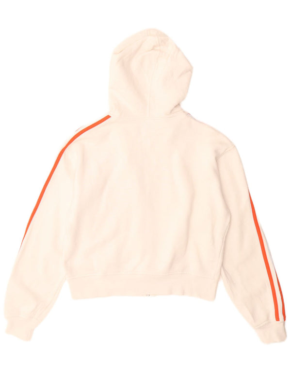 Maglione con cappuccio e zip corta Adidas da donna UK 10 piccolo cotone bianco