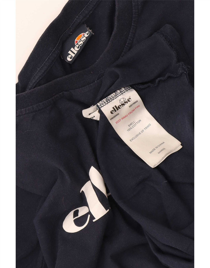 T-shirt grafica da uomo Ellesse Top in cotone blu navy medio