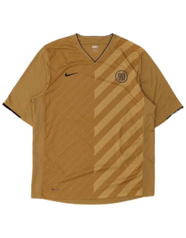 T-shirt da uomo Nike Top UK 39/41 Poliestere a righe marrone medio