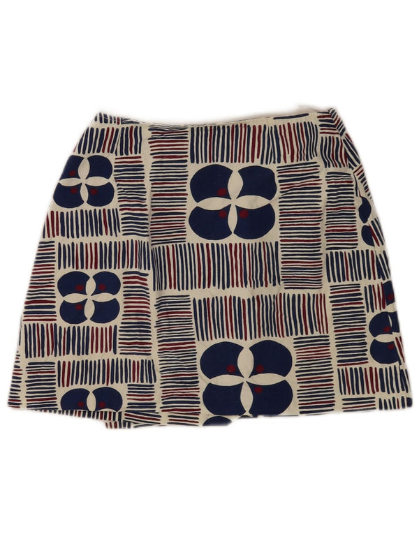 Mini gonna a portafoglio vintage per ragazze 9-10 anni W24 Blu geometrico