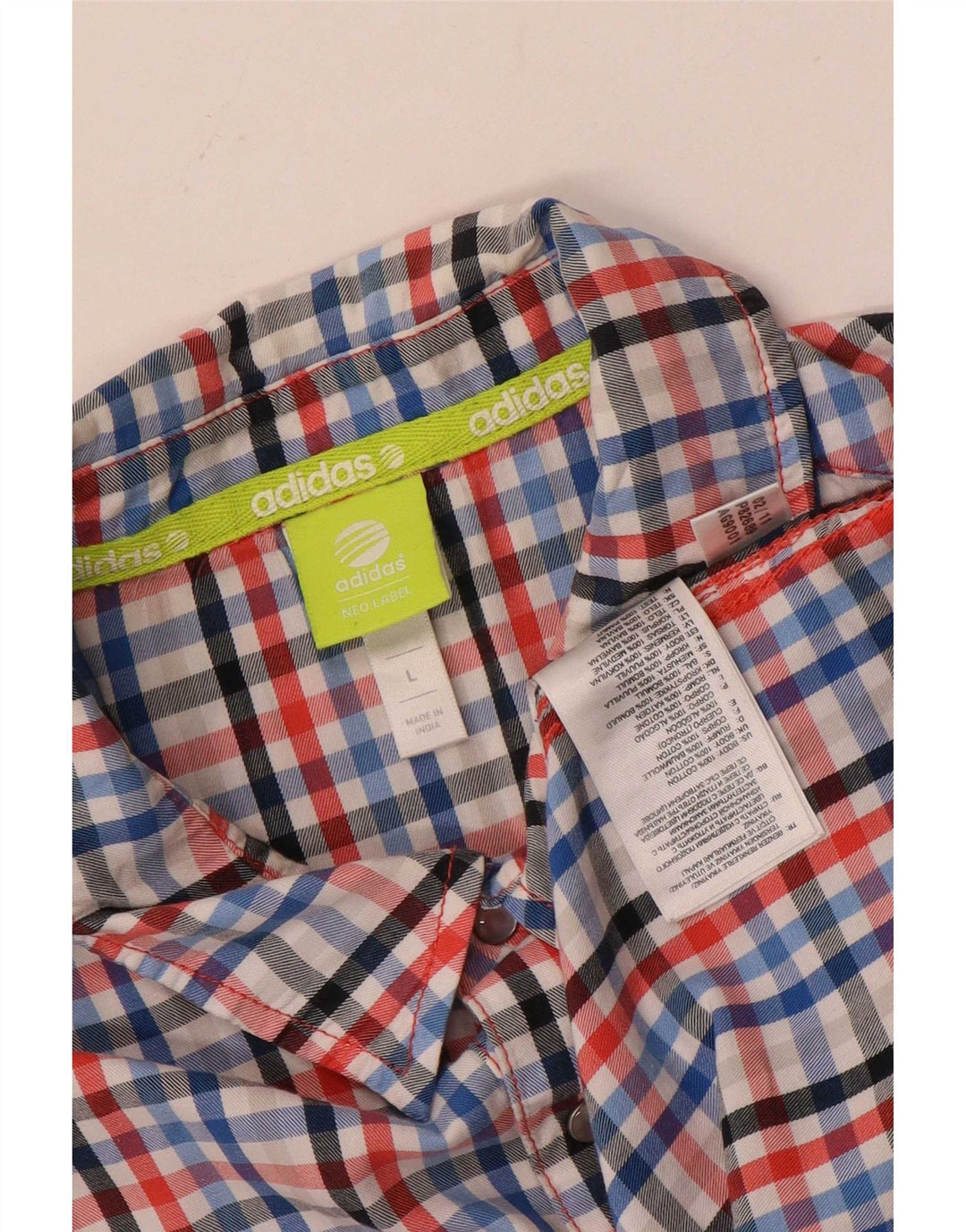 Camicia a maniche corte da uomo Adidas Neo Label grande in cotone a quadretti multicolore