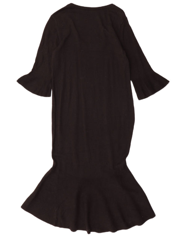 Abito a sirena con maniche a 3/4 in maglia da donna Oasis UK 14 Grande cotone nero