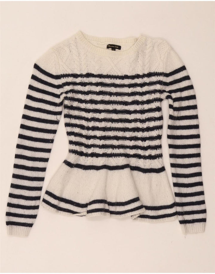 MASSIMO DUTTI Maglione da donna aderente con scollo a barca UK 8 piccolo bianco