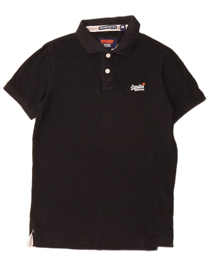 Polo da uomo Classic Fit Superdry in cotone nero medio