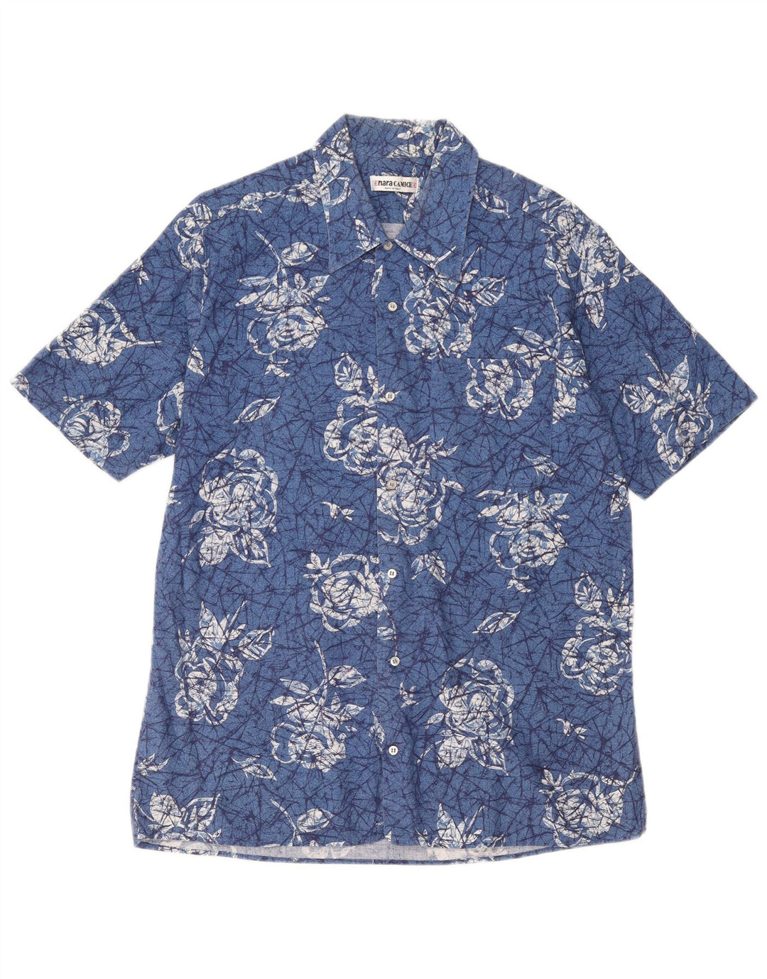 Camicia da uomo a maniche corte Naracamicee in cotone floreale blu medio