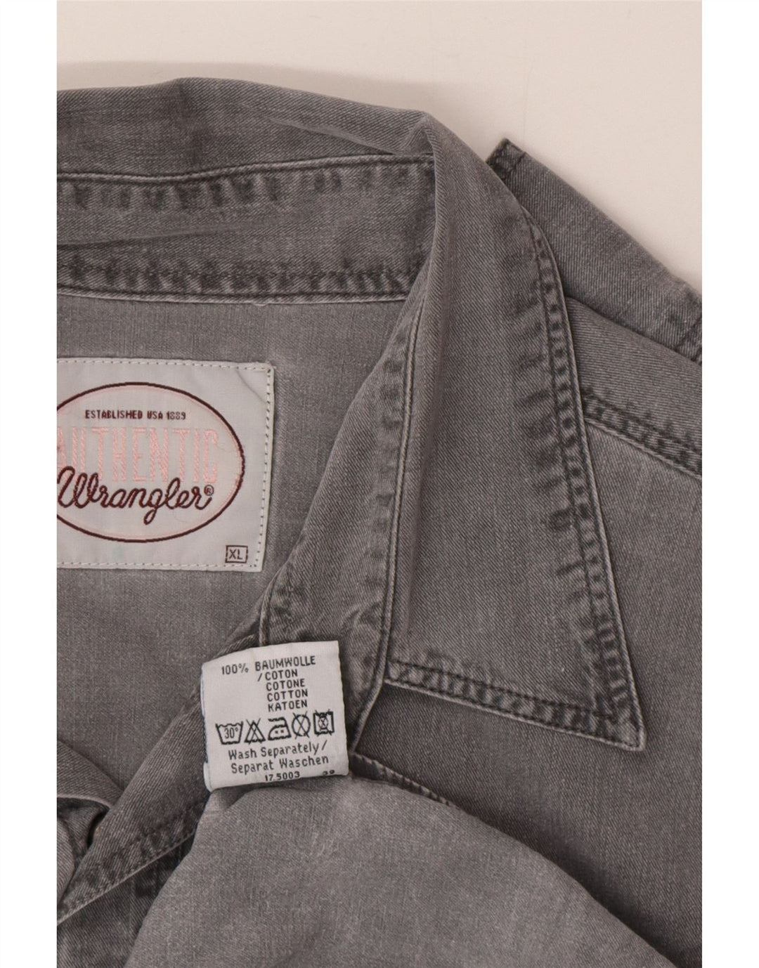 Camicia di jeans da uomo Wrangler XL in cotone grigio