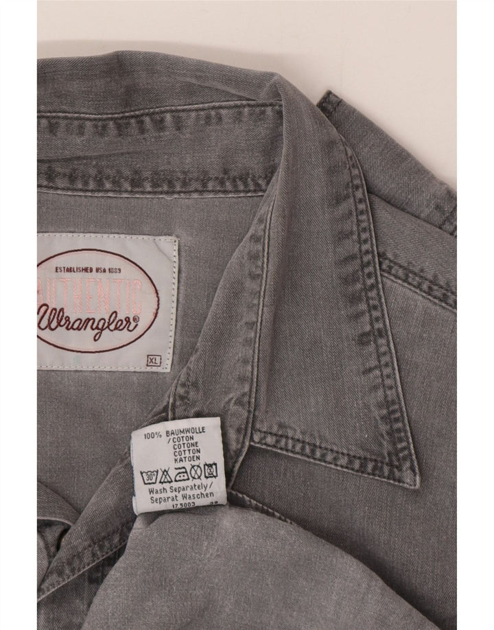 Camicia di jeans da uomo Wrangler XL in cotone grigio