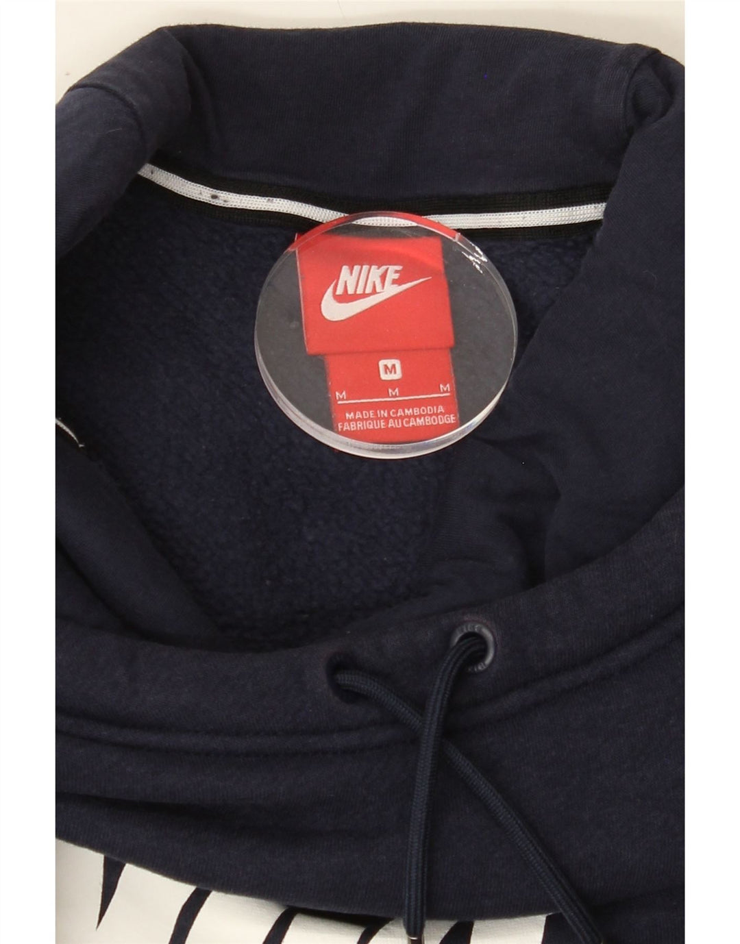 NIKE Womens Graphic Hoodie Jumper UK 14 Medium Navy Blue Vintage Nike and Second-Hand Nike from Messina Hembry 