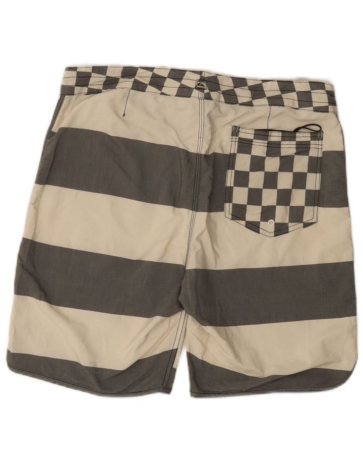 Pantaloncini da bagno da uomo Quiksilver di grandi dimensioni in poliestere a righe bianco sporco