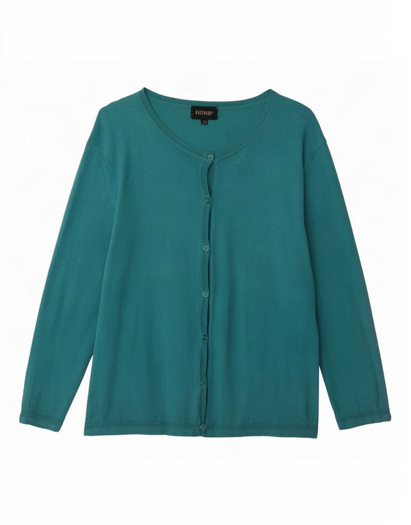 Maglione cardigan con maniche a 3/4 da donna Hobbs UK 16 grande cotone blu