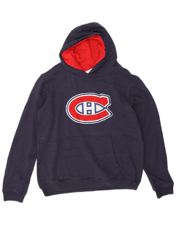 Felpa con cappuccio grafica da ragazzo NHL Montreal Canadiens 13-14 anni XL blu navy