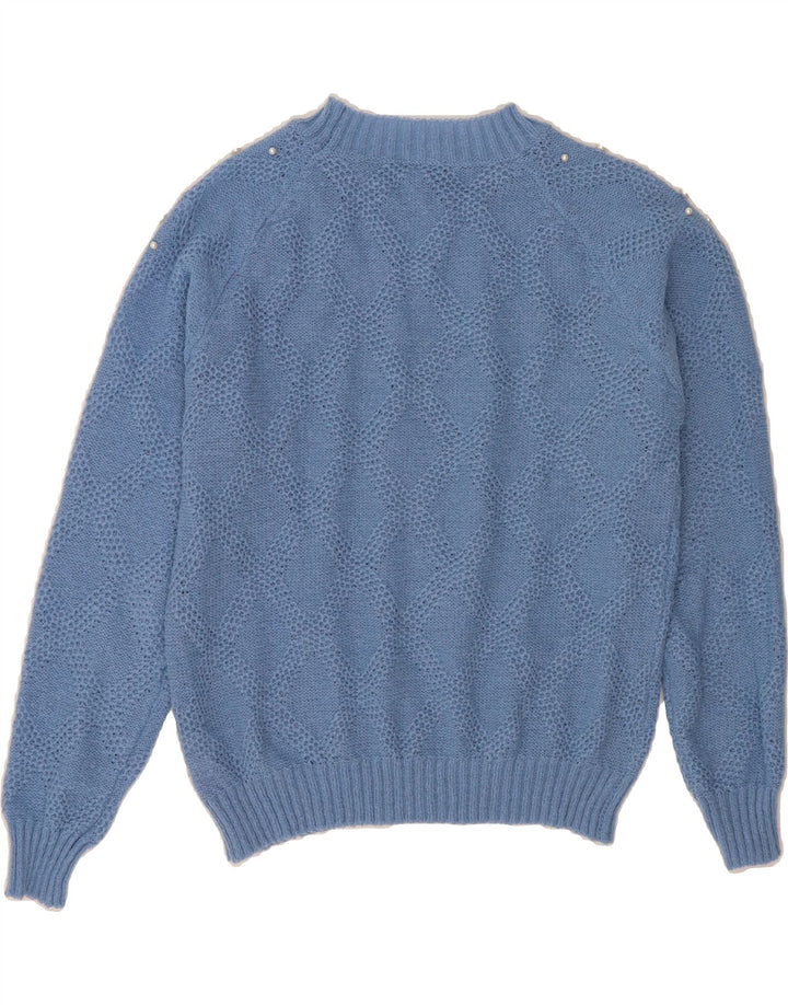 SHEIN Womens Oversized Crew Neck Jumper Sweater UK 10 Small Blue Acrylic Vintage Shein and Second-Hand Shein from Messina Hembry 
