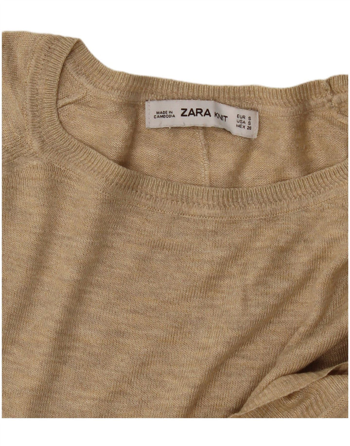 Maglione maglione oversize con scollo a barca da donna Zara UK 10 piccolo Beige