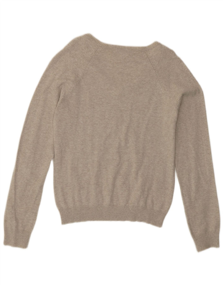 Maglione con scollo a V da donna Zara UK 14 grande Beige