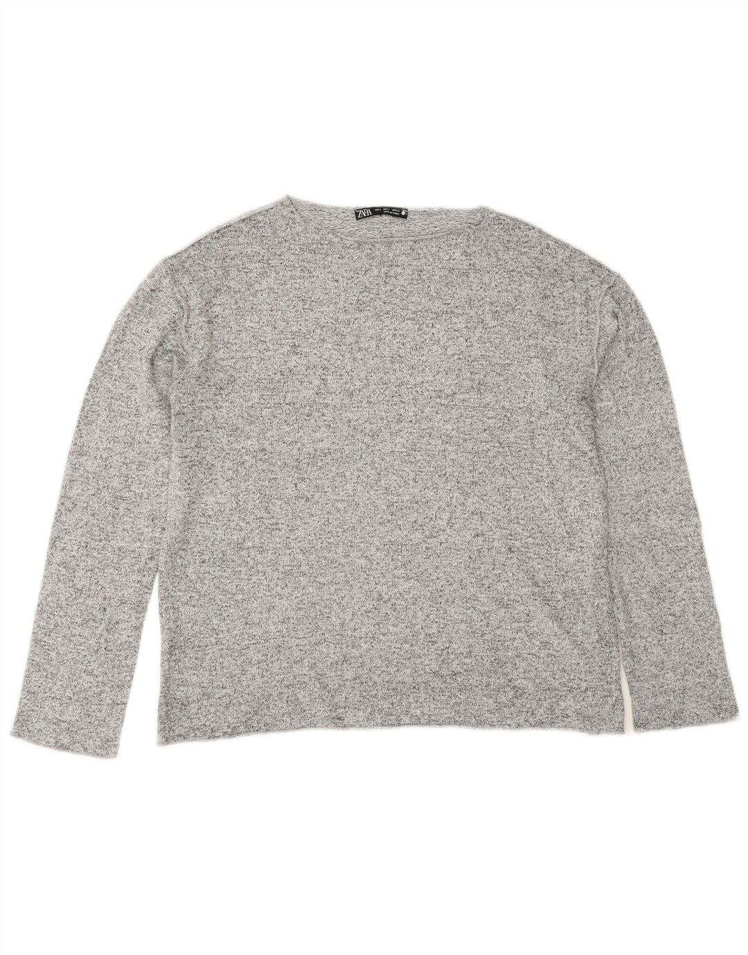 Top Zara da donna a maniche lunghe UK 10 piccolo in viscosa chiazzata grigia