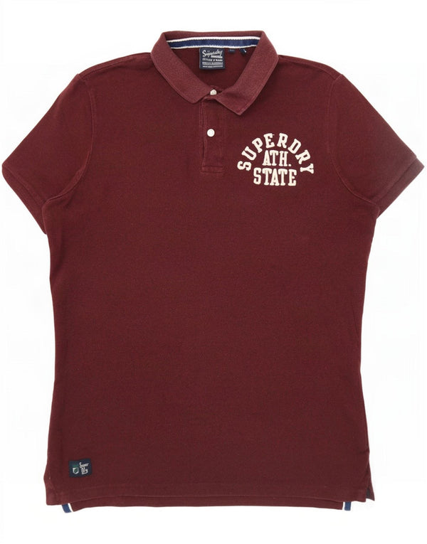 Polo grafica da uomo Superdry in cotone bordeaux medio