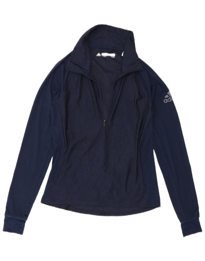 Top da tuta Adidas da donna con grafica pullover UK 8/10 Small Blu Navy