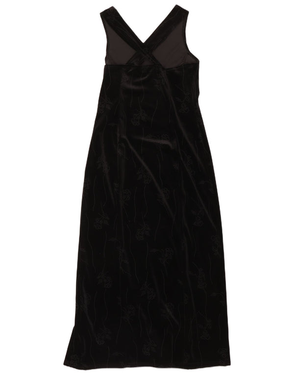 NUOVO LOOK Abito lungo da donna in velluto senza maniche UK 14 Medio Nero floreale